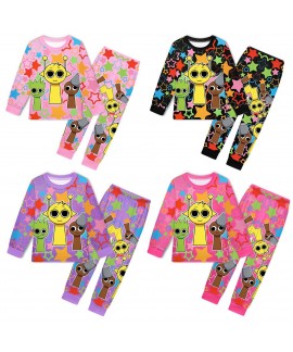 Sprunki Plush Star-Themed Pajama Set for Girls - C...