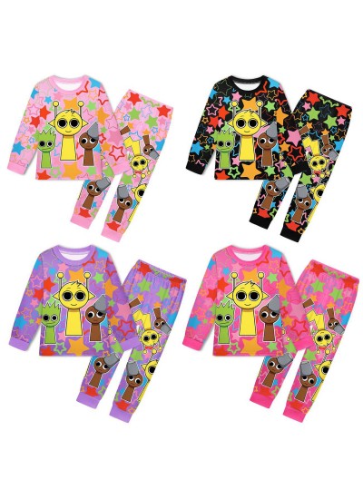 Sprunki Plush Star-Themed Pajama Set for Girls - Cute & Comfortable Sleepwear