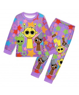 Sprunki Plush Star-Themed Pajama Set for Girls - Cute & Comfortable Sleepwear