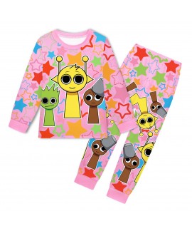 Sprunki Plush Star-Themed Pajama Set for Girls - Cute & Comfortable Sleepwear