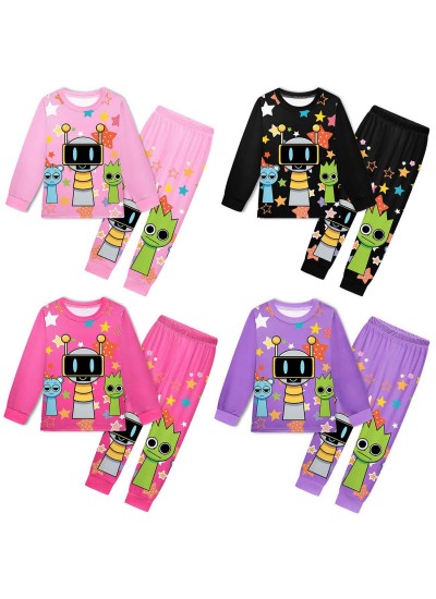 Sprunki Plush Long-Sleeve & Pants Cosplay Set for Kids - Fun & Comfortable