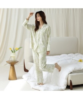 Antibacterial Cotton Long-Sleeve Holiday-Style Art Print Pajamas for Couples