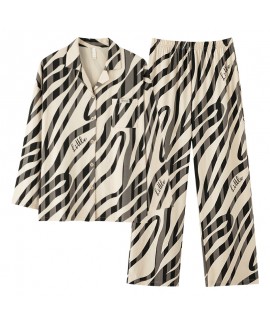 Autumn-Winter Soft Zebra Print Long-Sleeve Cotton Couple Pajamas