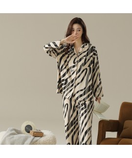 Autumn-Winter Soft Zebra Print Long-Sleeve Cotton Couple Pajamas