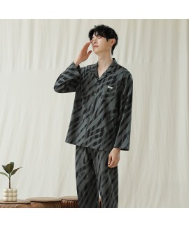 Autumn-Winter Soft Zebra Print Long-Sleeve Cotton Couple Pajamas