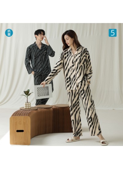 Autumn-Winter Soft Zebra Print Long-Sleeve Cotton Couple Pajamas