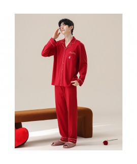 Red Wedding Cotton Couple Pajamas for Women - Lucky Year Homewear for New Brides