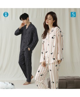 Long-Sleeve Cotton Panda Print Pajama Set for Wome...