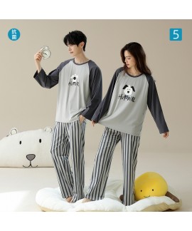 Antibacterial Cotton Long-Sleeve Couple Pajamas wi...