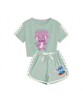 Little Angel Pink Stitch Kids Pajama Set: T-Shirt & Shorts