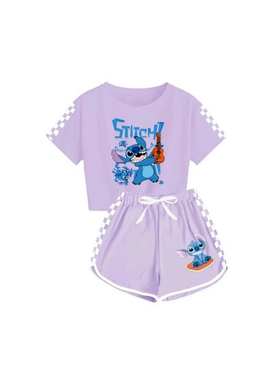 Blue Singing Stitch Pajama Set for Boys & Girls: T-Shirt & Shorts