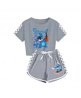 Blue Singing Stitch Pajama Set for Boys & Girls: T-Shirt & Shorts