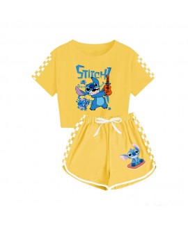 Blue Singing Stitch Pajama Set for Boys & Girls: T-Shirt & Shorts