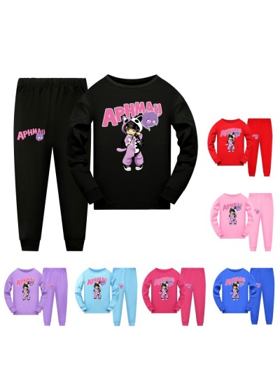 Aphmau Anime Toddler Pajamasets for Boy and girls Autumn Cotton Long Sleeve TShirt + Trousers pjs