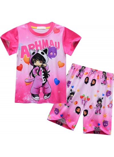 Girls Aphmau Pyjamas Short Sleeve 2Pcs/Set Little Kids Toddlers Sleepwear Pjs