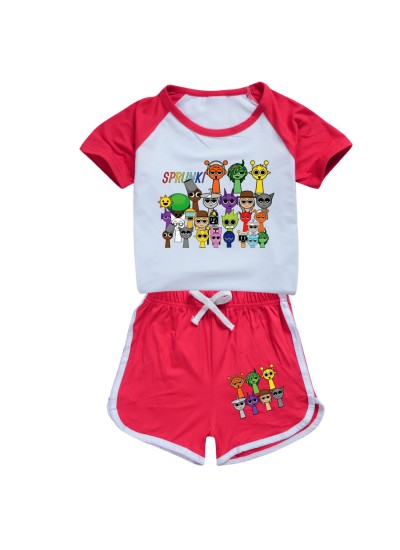 Sprunki Short-Sleeve & Shorts Sportswear Set for Kids - Lightweight & Comfortable (2-14 Years)