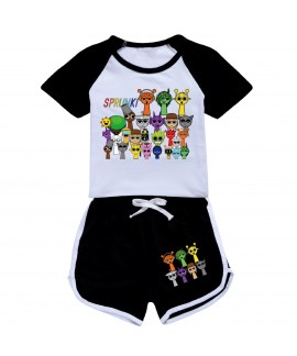 Sprunki Short-Sleeve & Shorts Sportswear Set for Kids - Lightweight & Comfortable (2-14 Years)