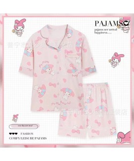 Kuromi Pajamas: Cute Korean Short-Sleeved Shorts Set