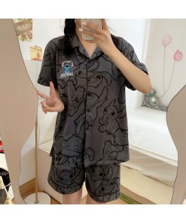 Couple's Manga Stitch Cotton Pajamas: Short Sleeve...