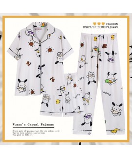 3-Piece Cartoon Pajamas Set: Cardigan, Short-Sleeve Top & Shorts