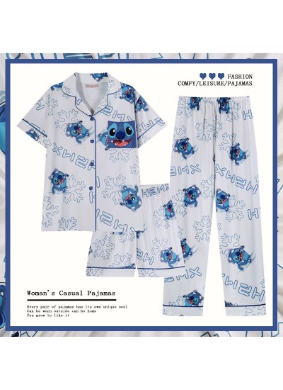 3-Piece Cartoon Pajamas Set: Cardigan, Short-Sleeve Top & Shorts