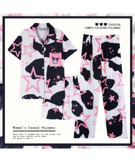 3-Piece Cartoon Pajamas Set: Cardigan, Short-Sleeve Top & Shorts