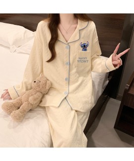 Instagram Cartoon Happy Stitch Air Cotton Sleepwear Set