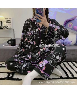 Women's Spring Autumn Pajamas | Cute Stitch Print ...