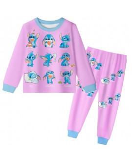 Stitch Crashes Plush Long Sleeve Ribbed Print Paja...