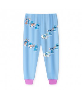 Stitch Crashes Plush Long Sleeve Ribbed Print Pajama Set For Children