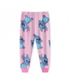 Stitch Crashes Plush Long Sleeve Ribbed Print Pajama Set For Kids