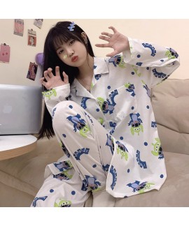 Spring And Autumn Long Pants Long Sleeve Stitch Women's Ice Silk Casual Pajama Set