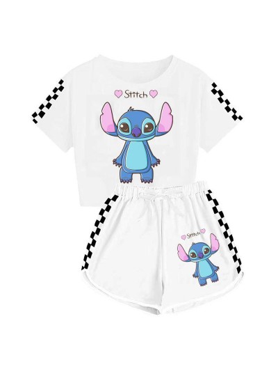 Stitch Themed Unisex Kids T-Shirt + Shorts Sports Pajama Set For Children