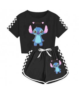 Stitch Themed Unisex Kids T-Shirt + Shorts Sports Pajama Set For Children