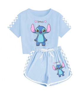 Stitch Themed Unisex Kids T-Shirt + Shorts Sports Pajama Set For Children