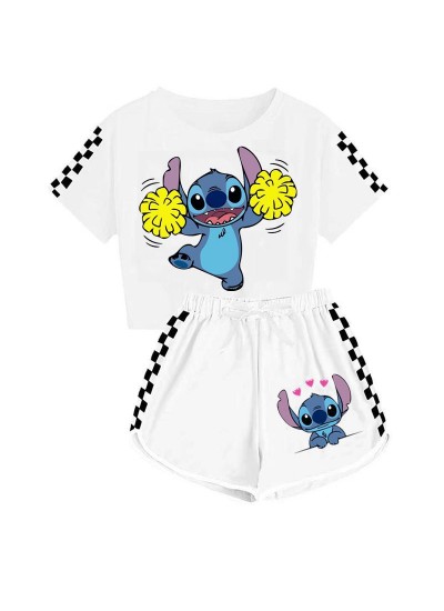 Stitch Unisex Kids T-Shirt + Shorts Cute Sports Pajama Set For Children