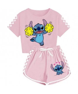 Stitch Unisex Kids T-Shirt + Shorts Cute Sports Pajama Set For Children