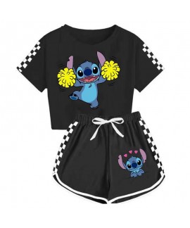 Stitch Unisex Kids T-Shirt + Shorts Cute Sports Pajama Set For Children