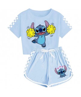 Stitch Unisex Kids T-Shirt + Shorts Cute Sports Pajama Set For Children