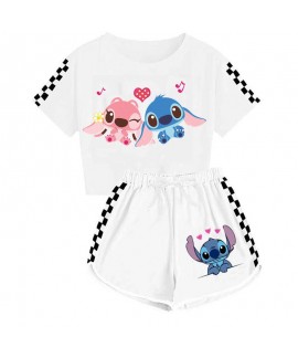 Stitch Cartoon Unisex Kids T-Shirt + Shorts Sports...