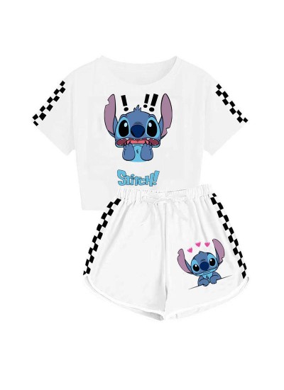 Stitch Multicolor Unisex Kids T-Shirt + Shorts 120-160cm Sports Pajama Set For Children