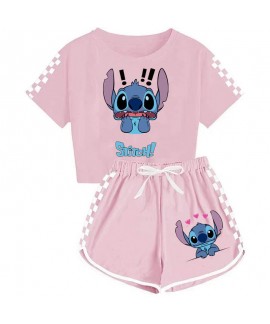 Stitch Multicolor Unisex Kids T-Shirt + Shorts 120-160cm Sports Pajama Set For Children