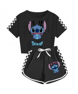 Stitch Multicolor Unisex Kids T-Shirt + Shorts 120-160cm Sports Pajama Set For Children