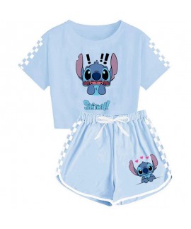 Stitch Multicolor Unisex Kids T-Shirt + Shorts 120-160cm Sports Pajama Set For Children