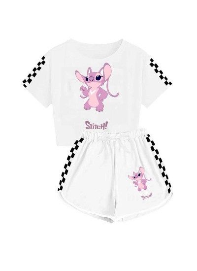 Stitch 120-160cm Unisex Kids T-Shirt + Shorts Sports Pajama Set for Children