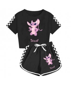 Stitch 120-160cm Unisex Kids T-Shirt + Shorts Sports Pajama Set for Children