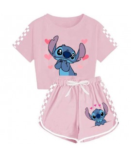 Stitch Unisex Kids T-Shirt + Shorts Sports Pajama Set for Children