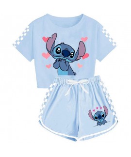 Stitch Unisex Kids T-Shirt + Shorts Sports Pajama Set for Children