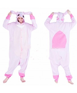 Autumn and Winter Blue and Pink Stitch Fleece Cartoon Animal Onesie Pajamas, Wearable Home Clothes