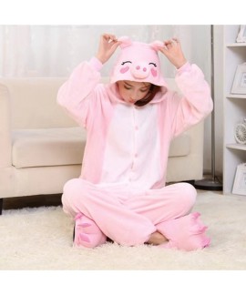 Autumn and Winter Blue and Pink Stitch Fleece Cartoon Animal Onesie Pajamas, Wearable Home Clothes